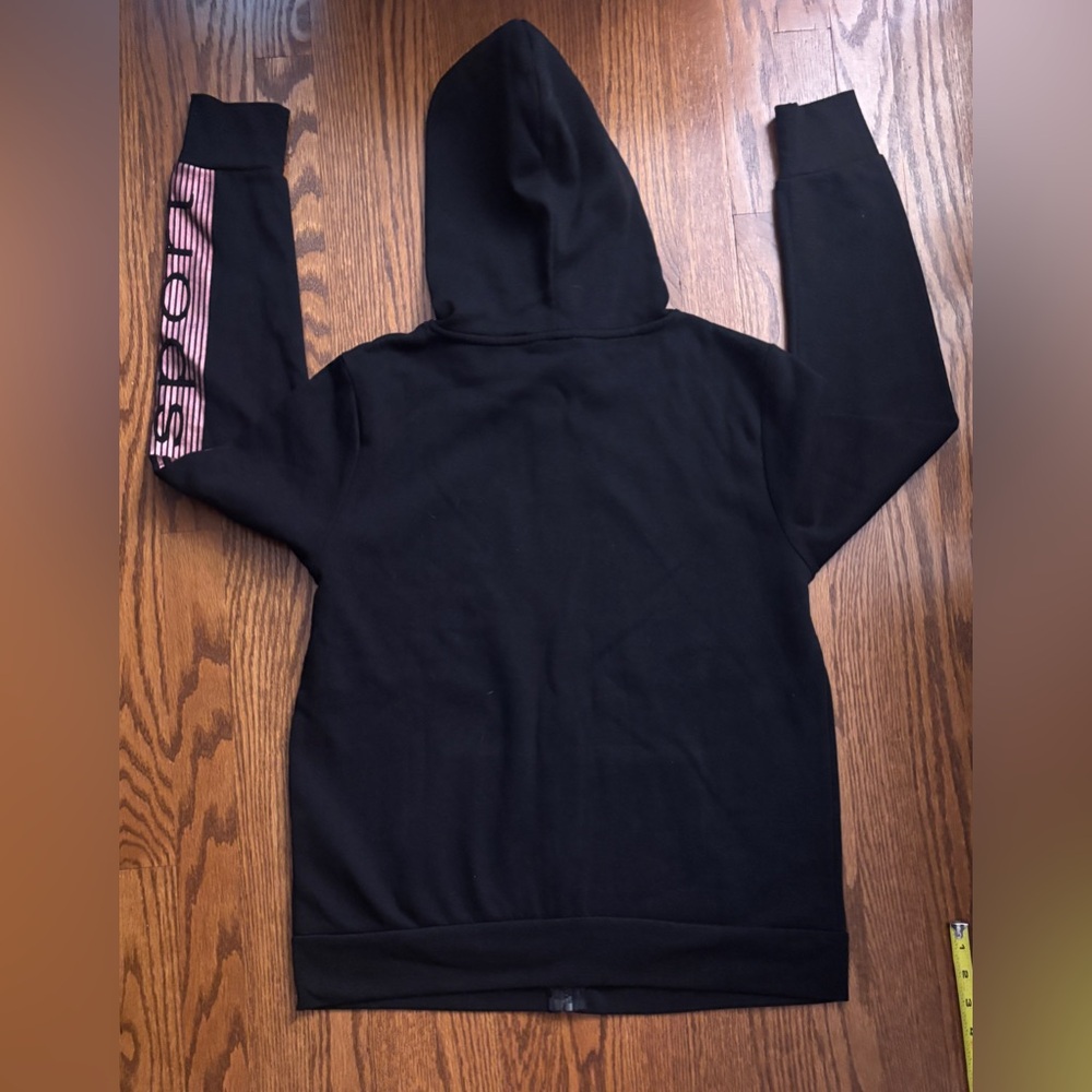 BEBE Sport Black Full Zip Womens Hoodie with Rose Gold Accents Size Large